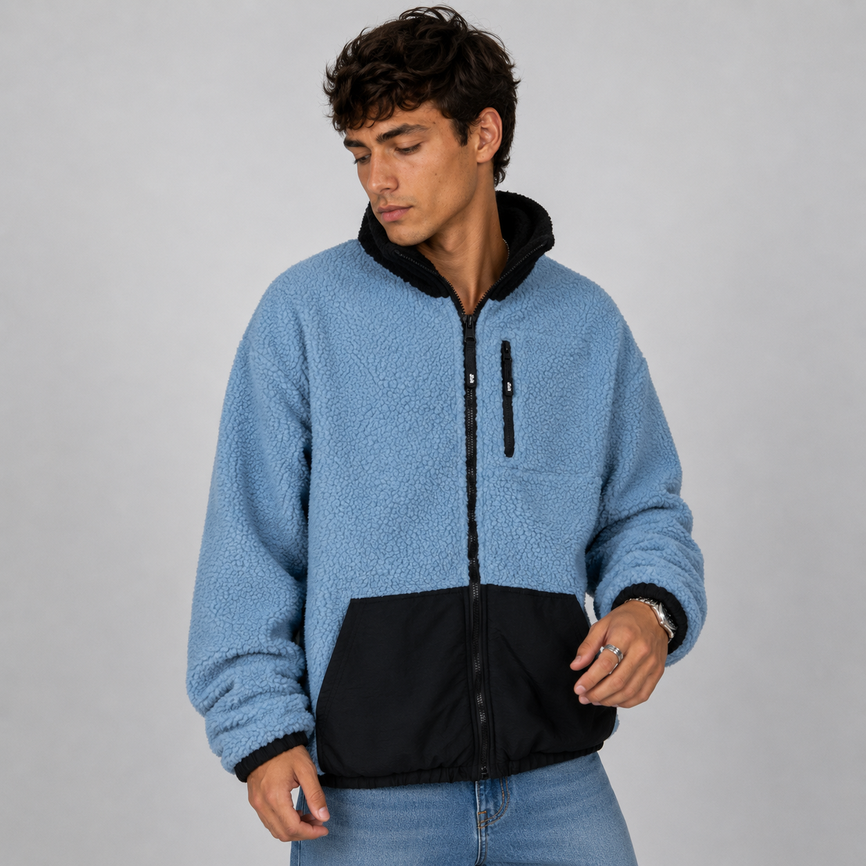 Sherpa Whatup Men Reversible Full Zipper Black Blue – Street