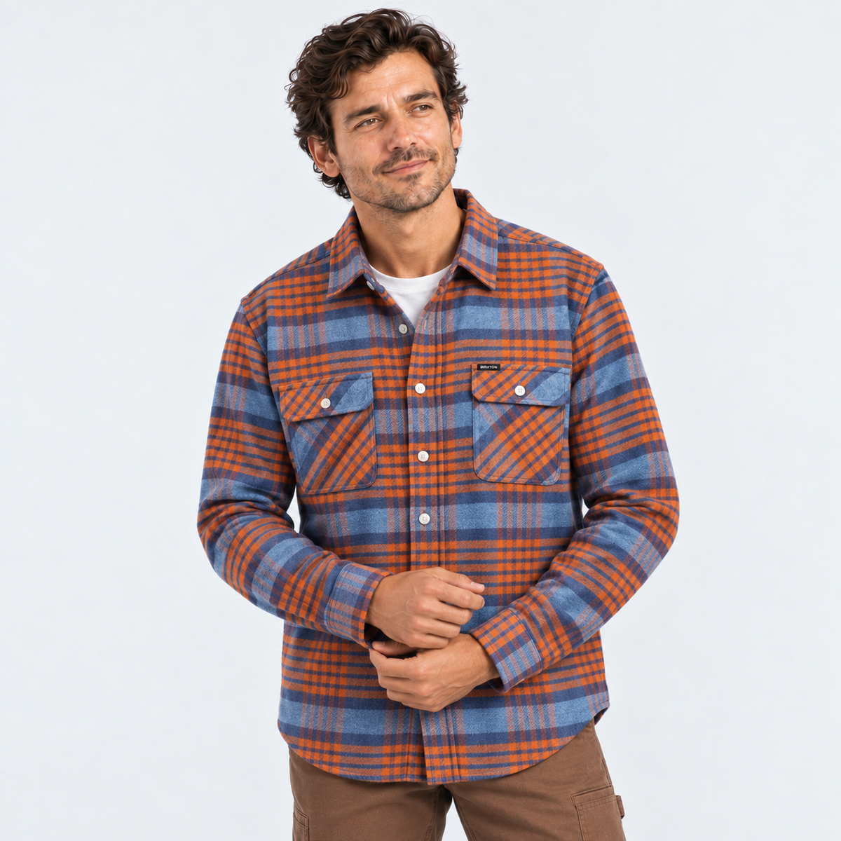 Camisa Men Bowerly Flannel Blue Heaven Paradise Orange