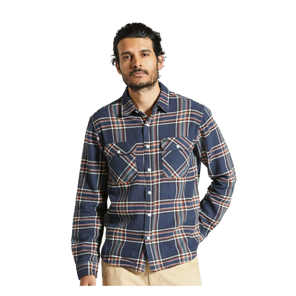 Camisa Bowery Washed Navy Off White Terracotta
