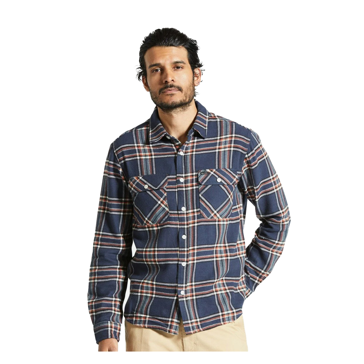 Camisa Bowery Washed Navy Off White Terracotta