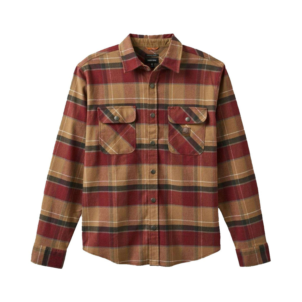 Camisa Brixton Builders Bowery Woodsmoke Cordovan Red Washed Black