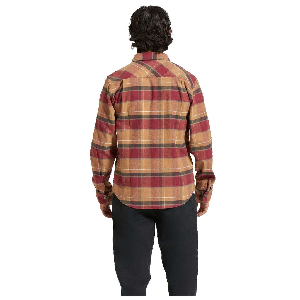 Camisa Brixton Builders Bowery Woodsmoke Cordovan Red Washed Black