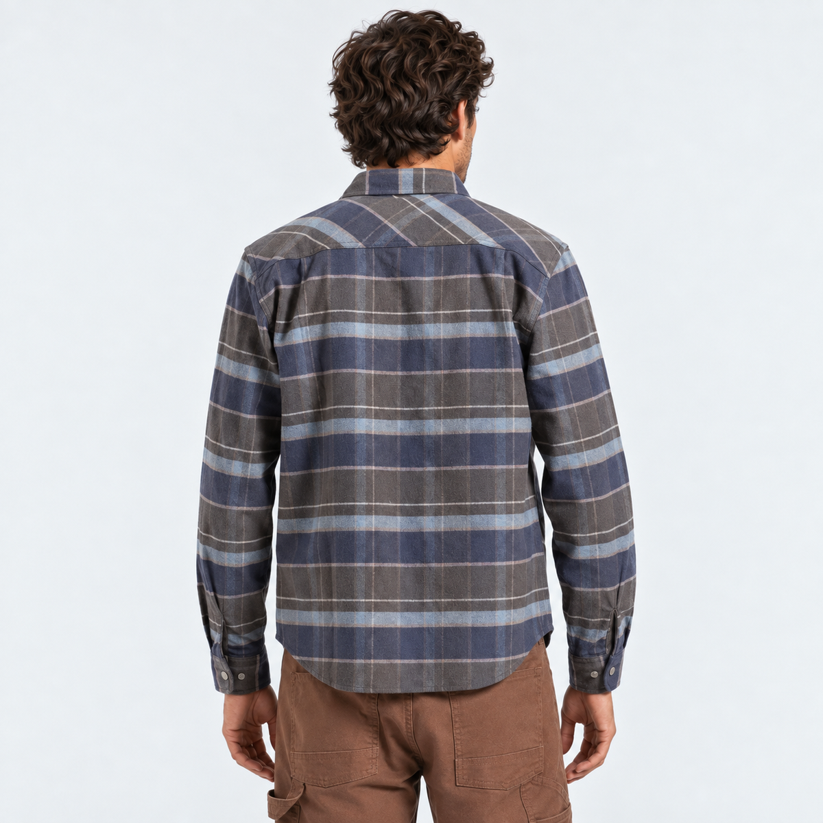 Camisa Brixton Builders Bowery Washed Navy Black Coronet Blue