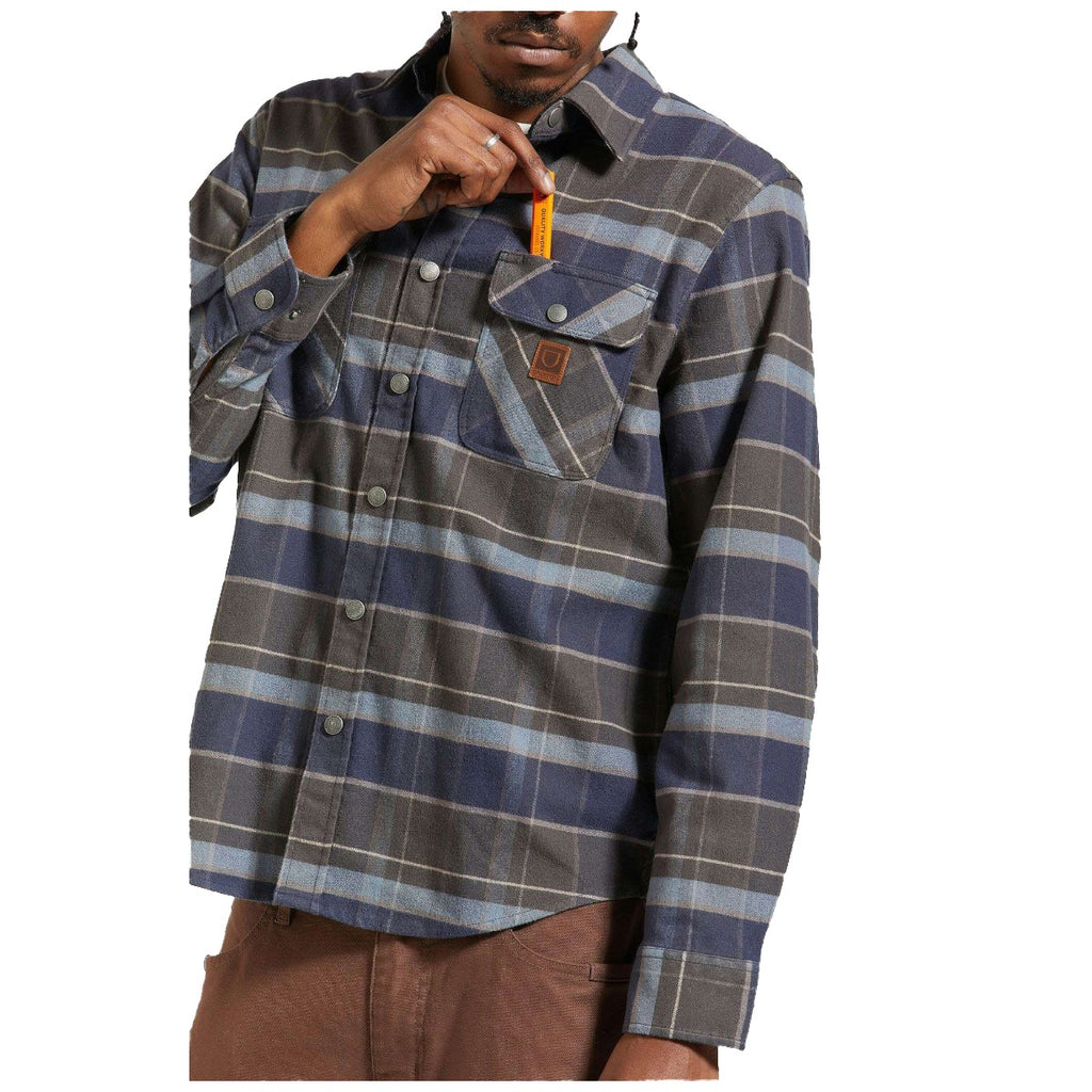 Camisa Brixton Builders Bowery Washed Navy Black Coronet Blue