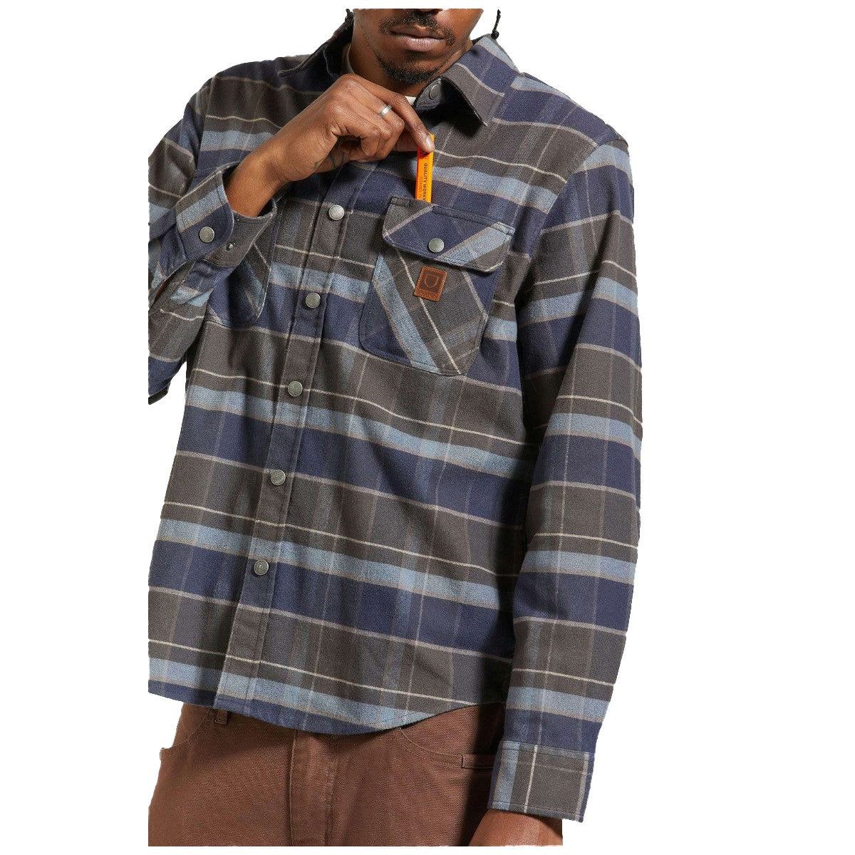 Camisa Brixton Builders Bowery Washed Navy Black Coronet Blue
