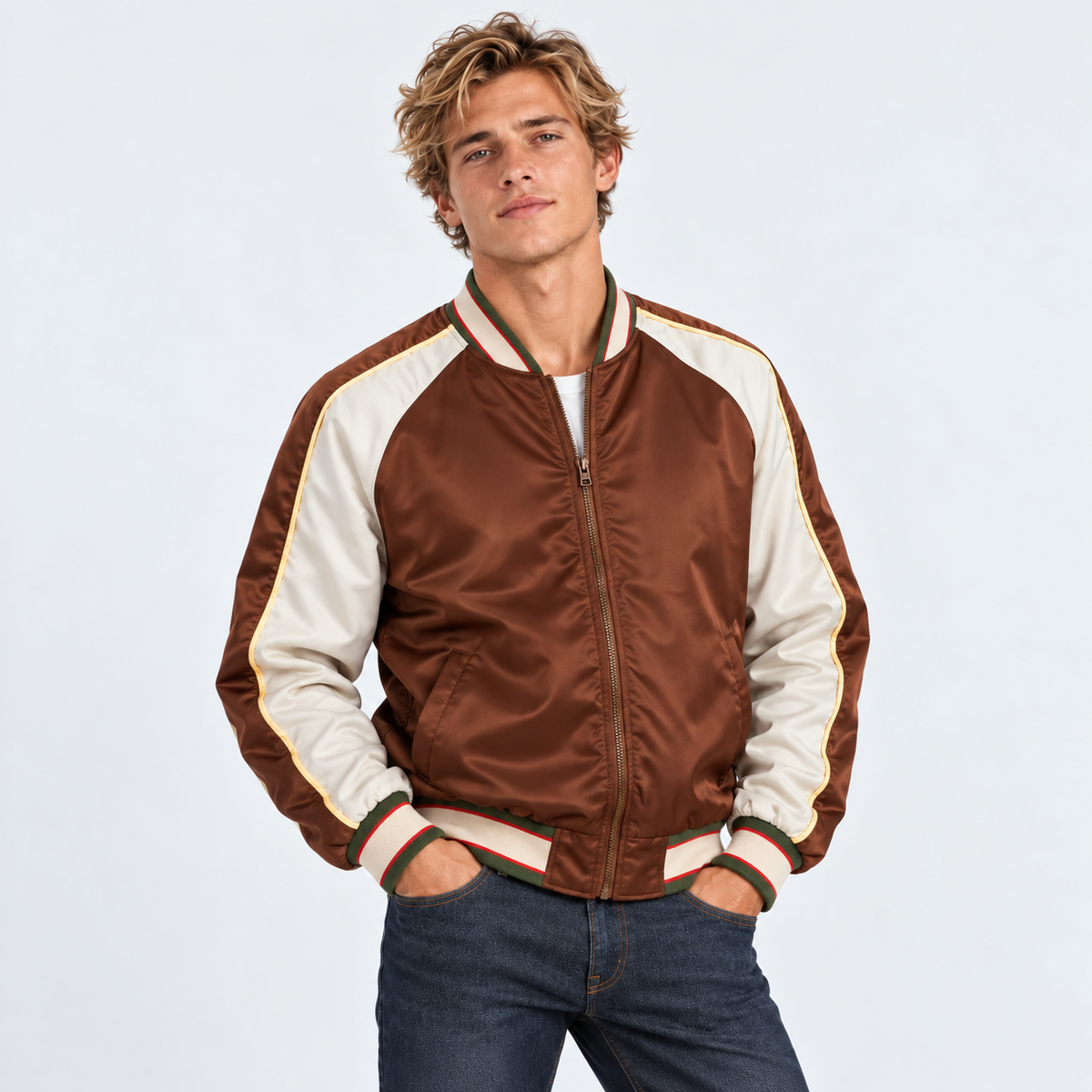 Chaqueta Dillinger Souvenir Bomber Dark Earth White cap