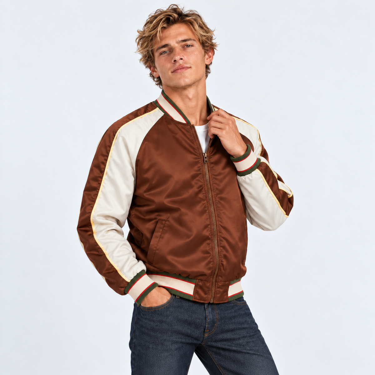 Chaqueta Dillinger Souvenir Bomber Dark Earth White cap