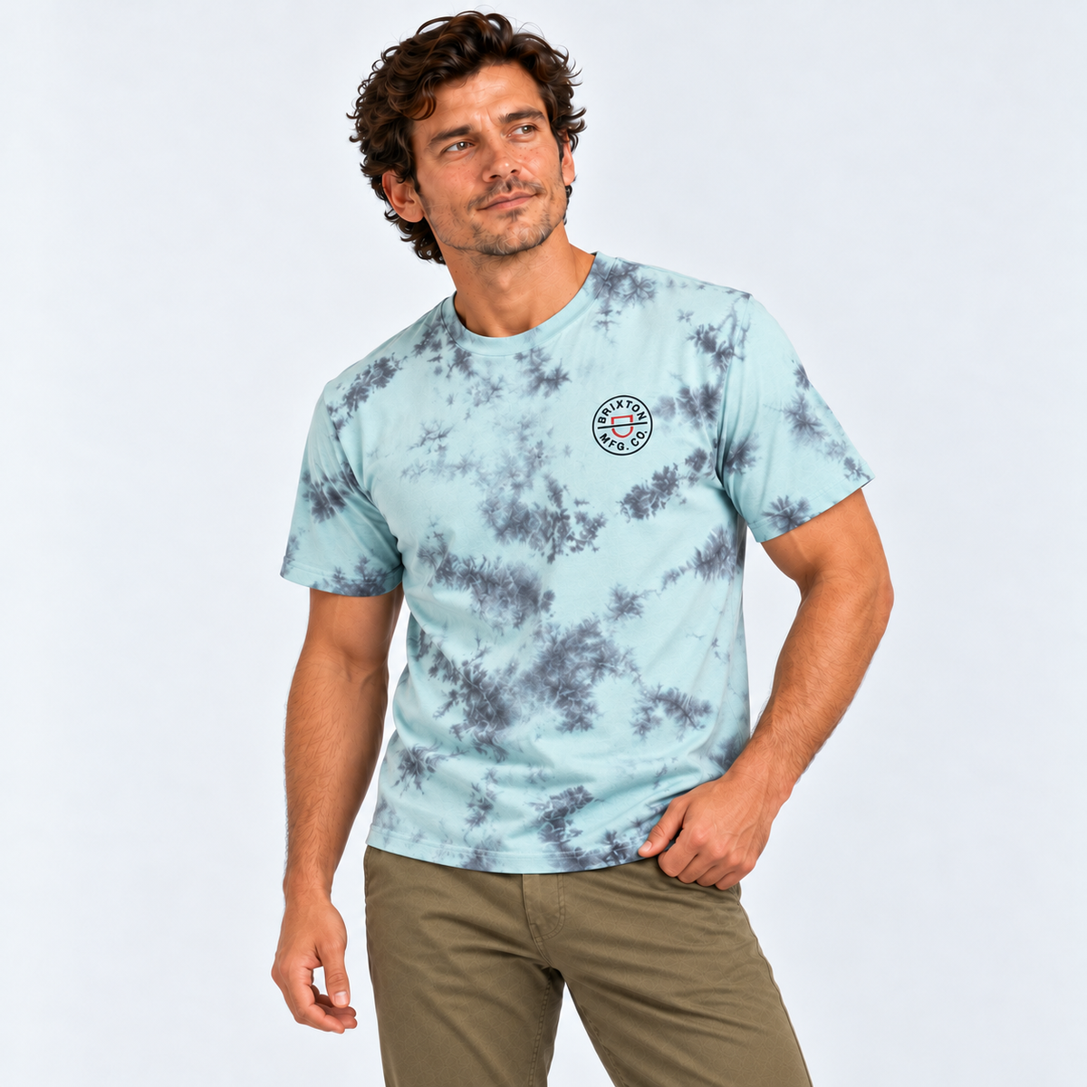 Polera Men Crest II Teal Black Cloud Wash