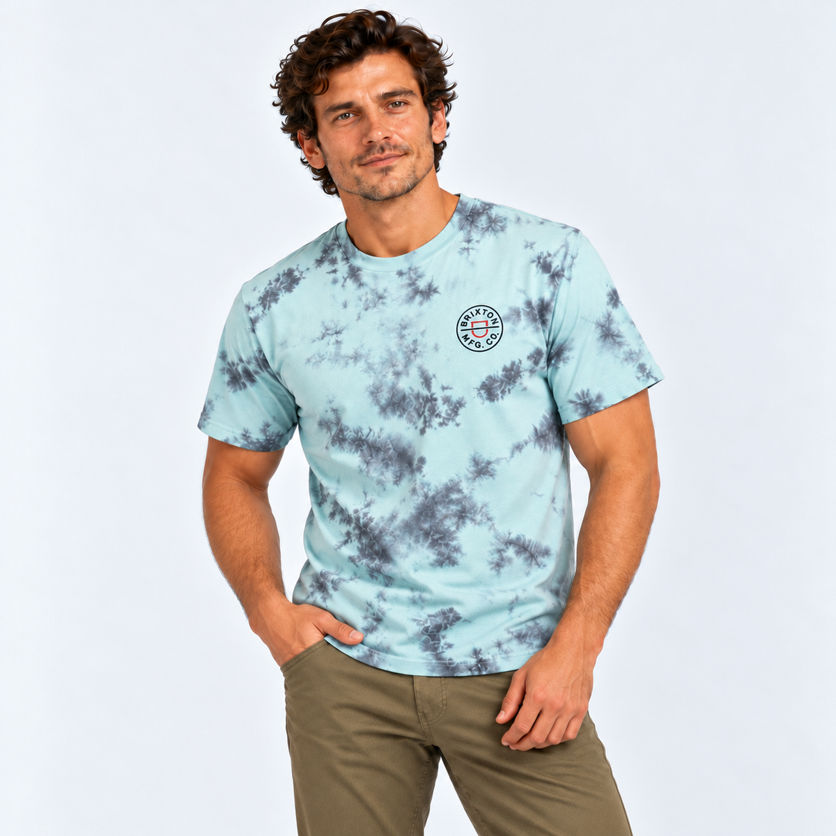 Polera Men Crest II Teal Black Cloud Wash