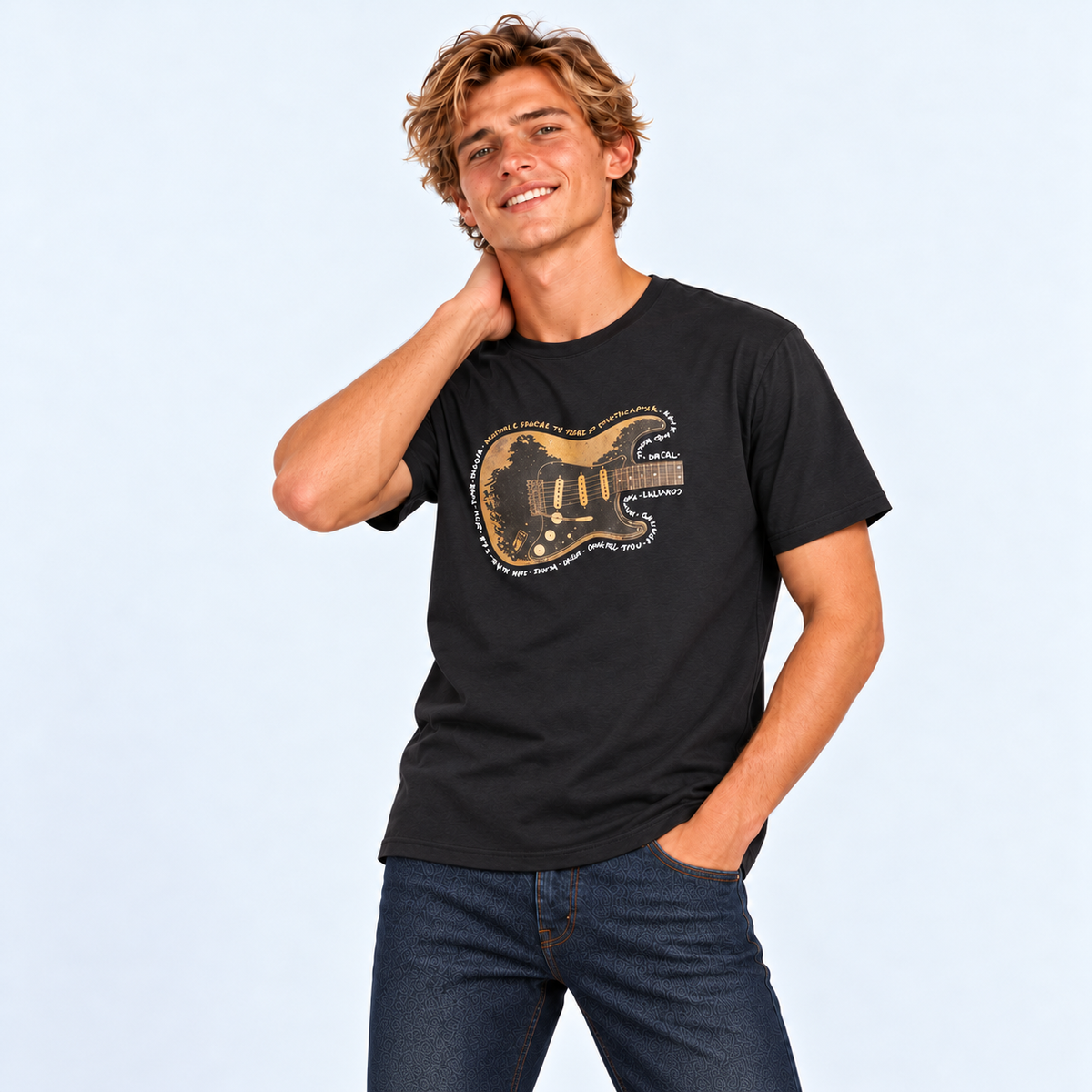 Polera Brixton Fender Strat Black