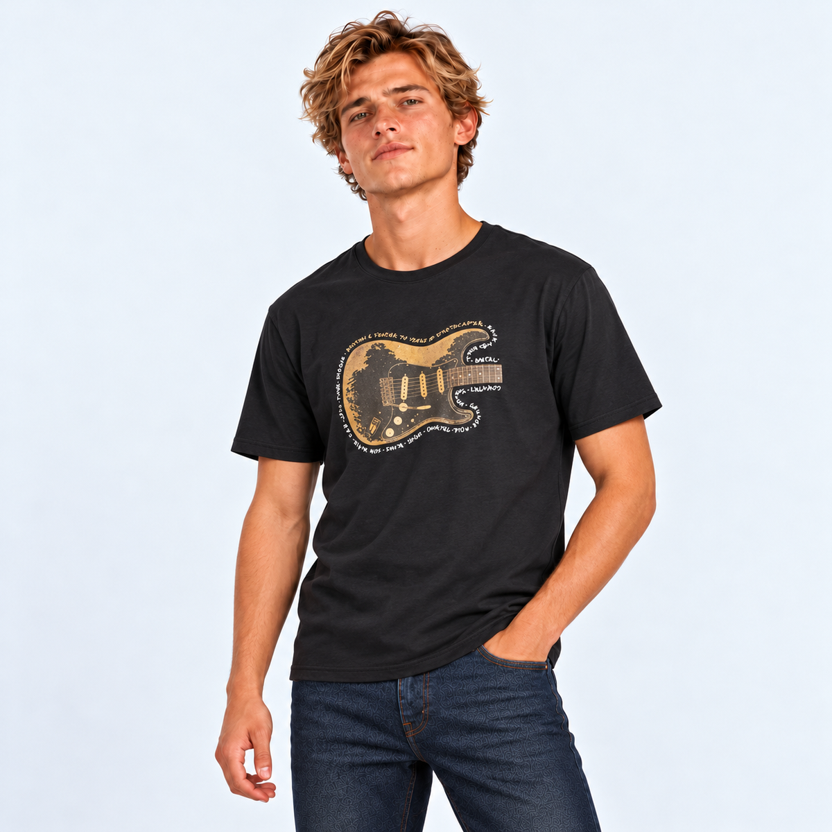 Polera Brixton Fender Strat Black