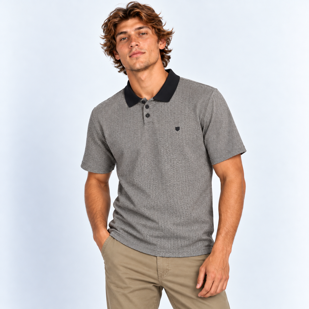 Polera Shield Herringbone Black White
