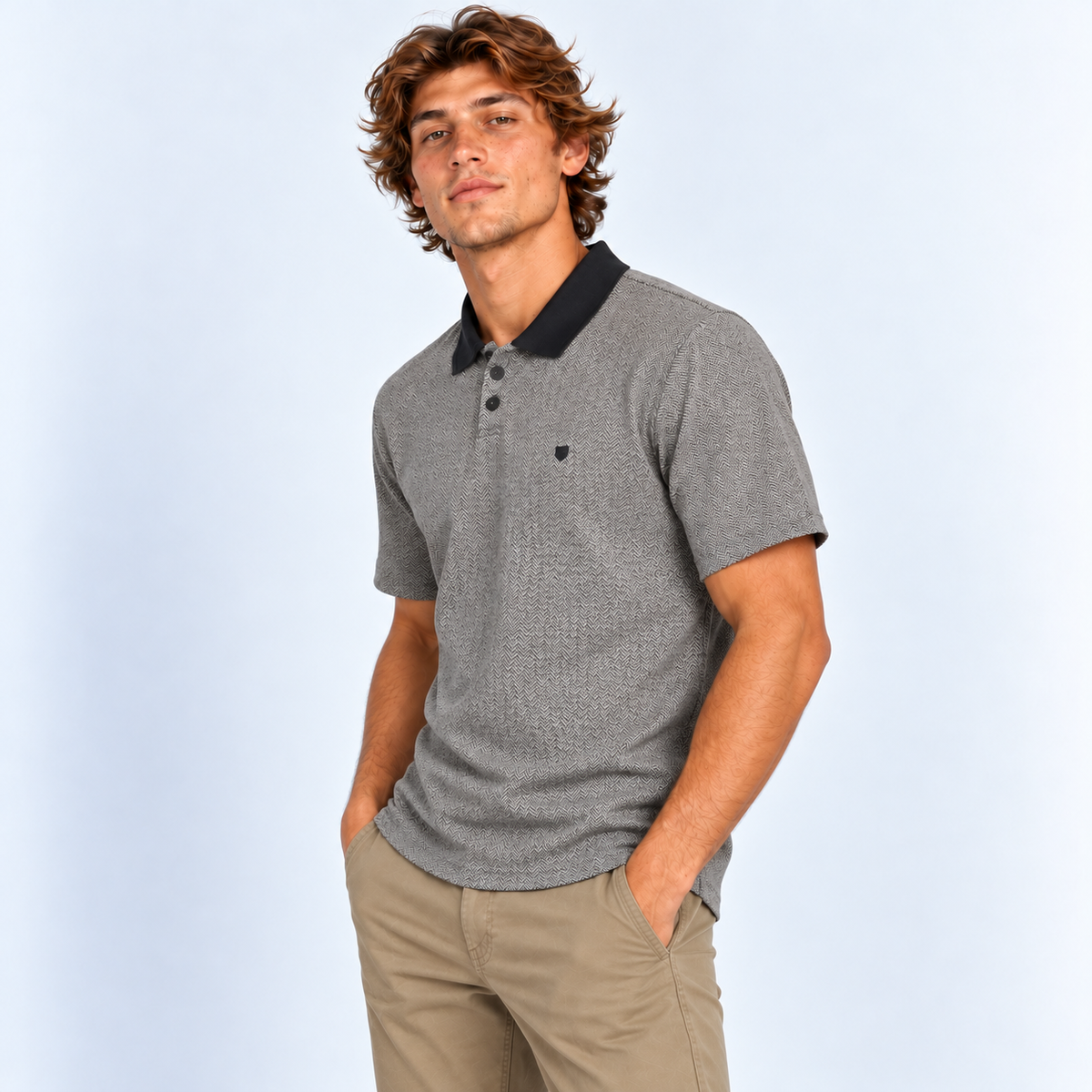 Polera Shield Herringbone Black White