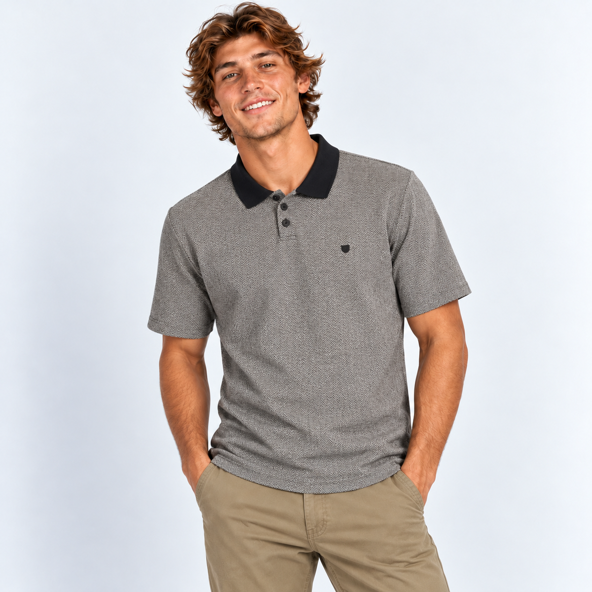 Polera Shield Herringbone Black White