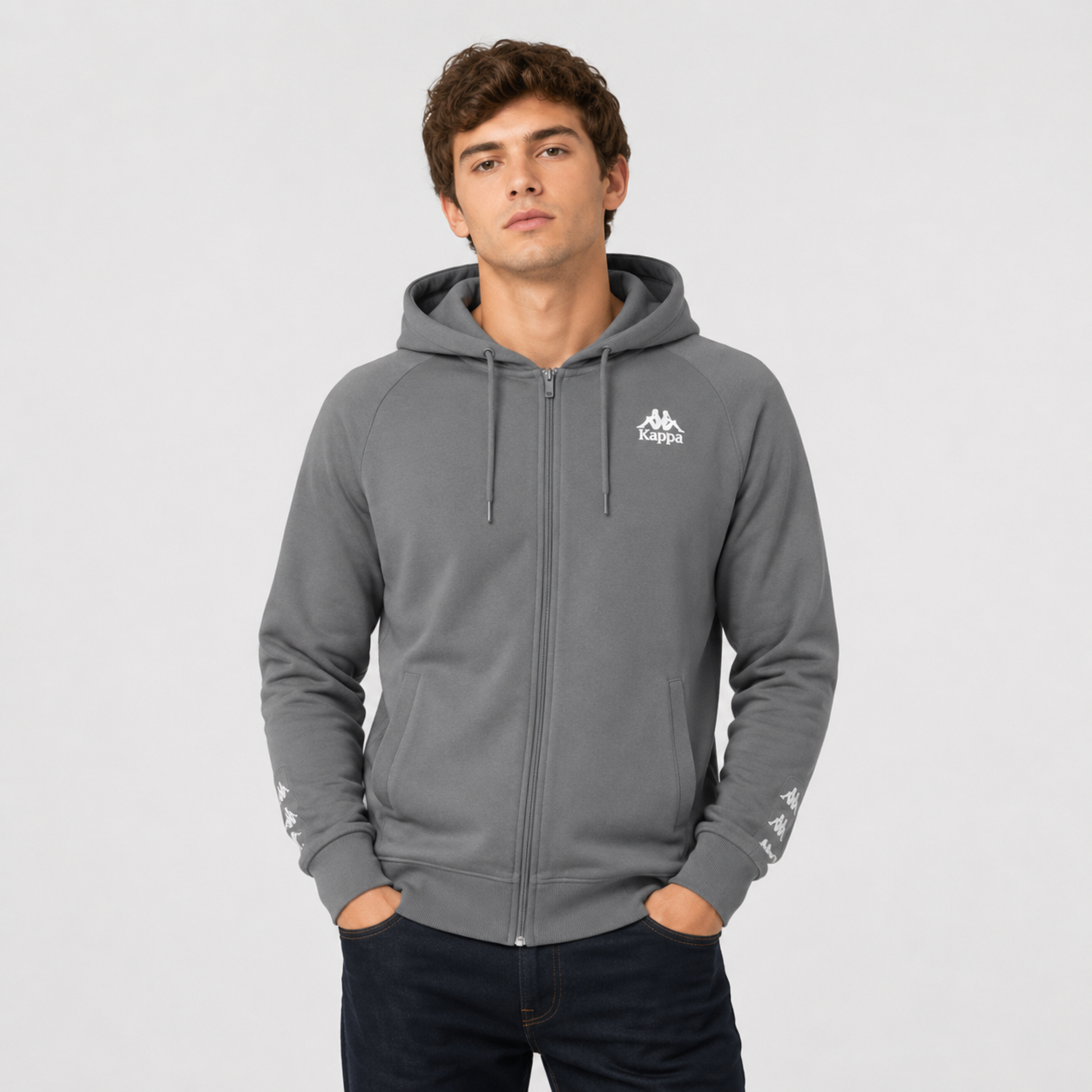Poleron Men Zipper 222 Banda Zamin 2 Grey Beige