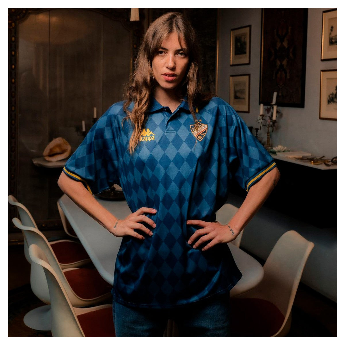 Camiseta Kappa Men Authentic Nekoda Blue Gold