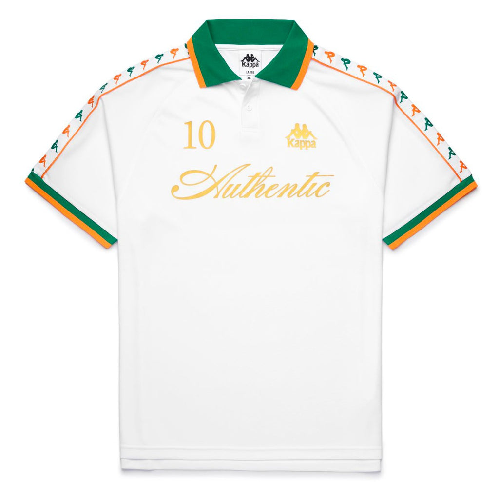 Polera Kappa Men Authentic Banda Notilox White Green Orange