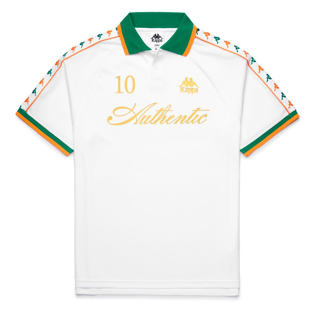 Polera Kappa Men Authentic Banda Notilox White Green Orange