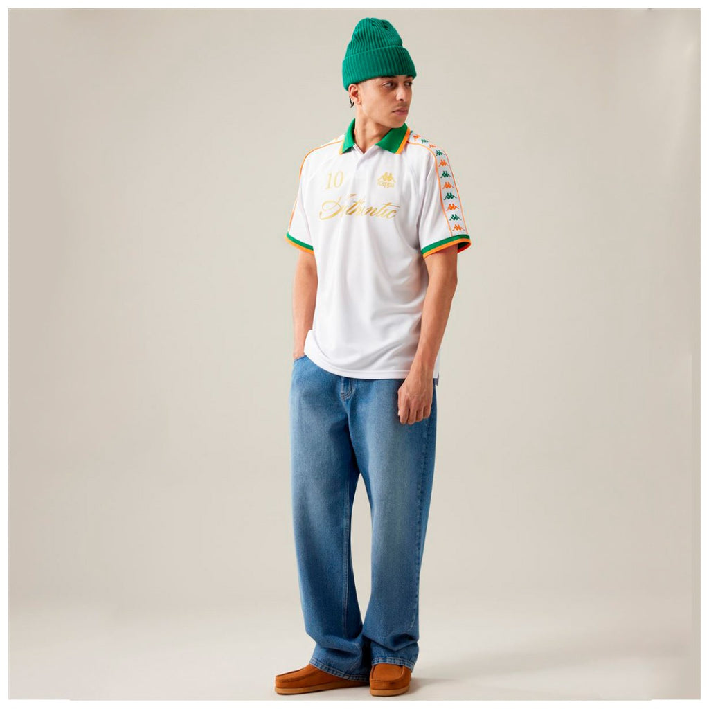Polera Kappa Men Authentic Banda Notilox White Green Orange