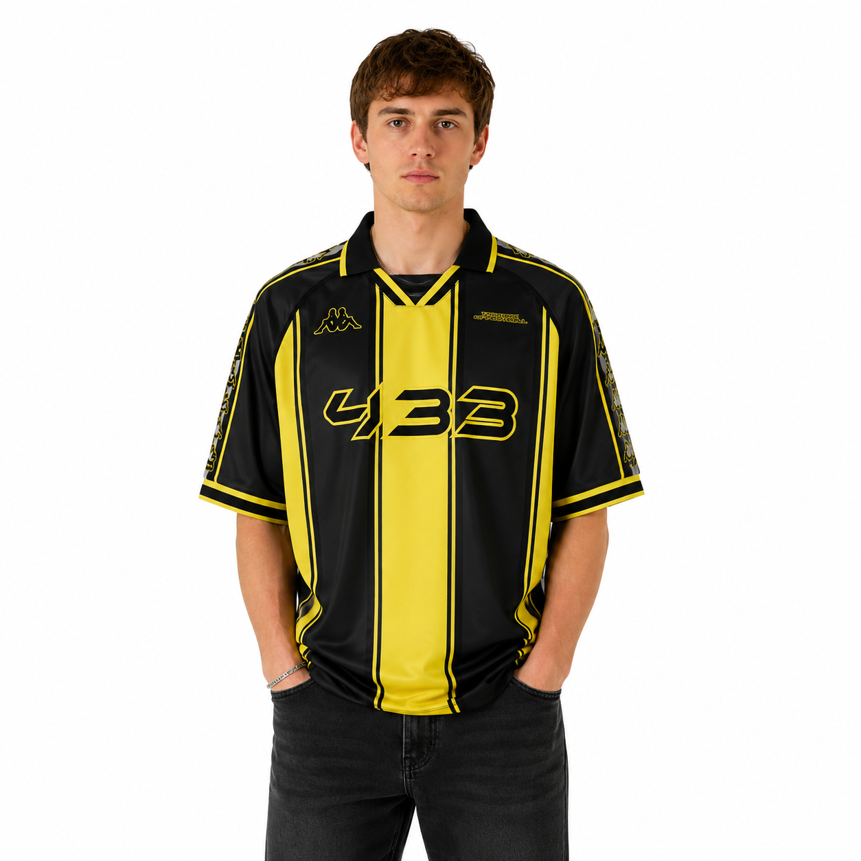 Camiseta Kappa 222 Banda Rombat 433 Oversize Yellow Black
