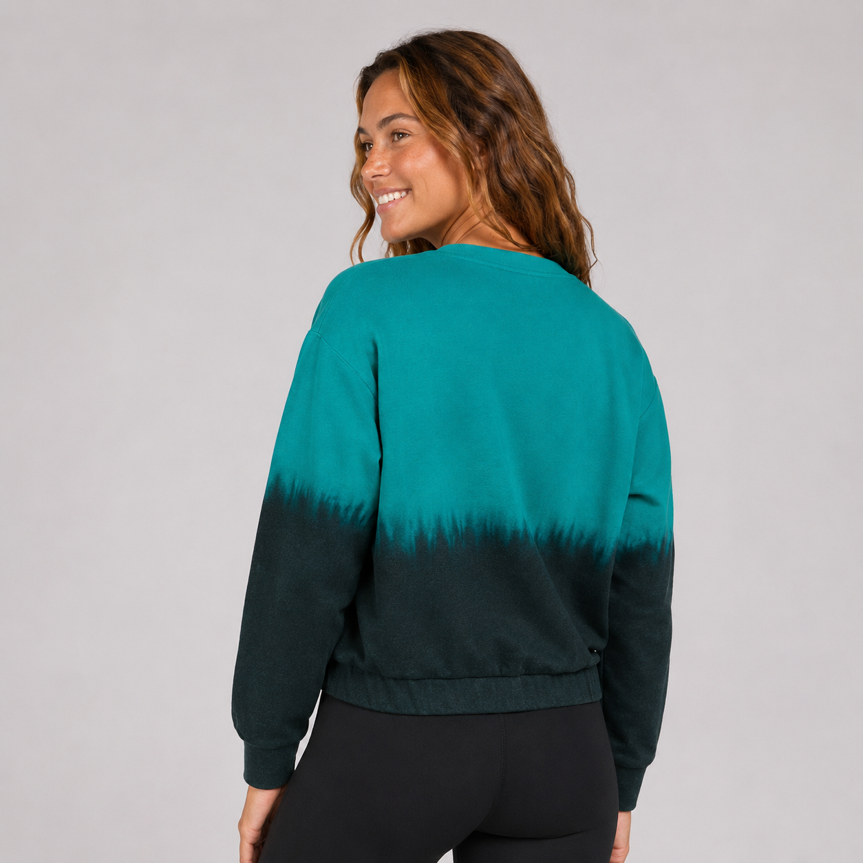Polerón Tiedye Cropped Crew Teal Black
