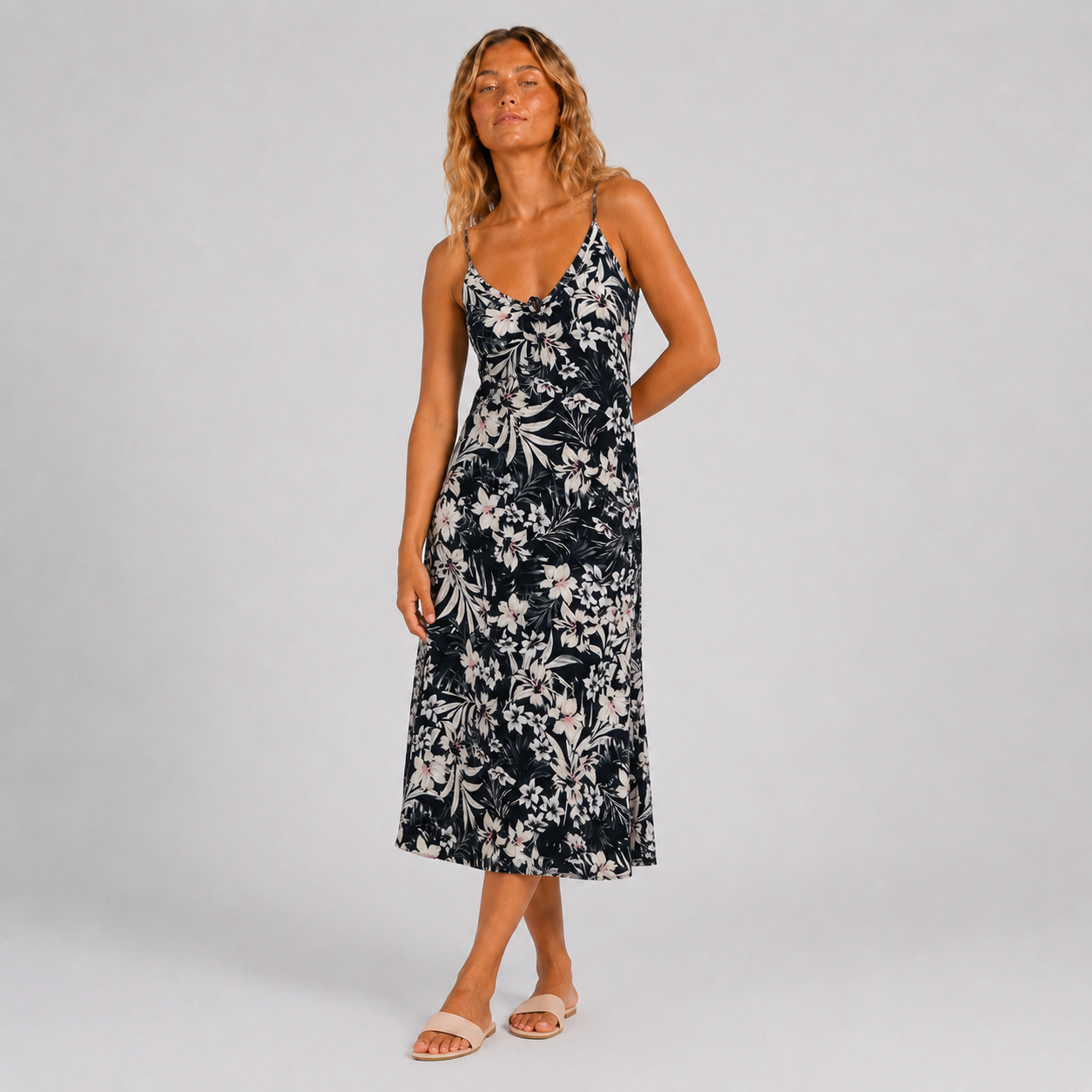 Vestido Tie Back Slip Black Hawaii Hurley