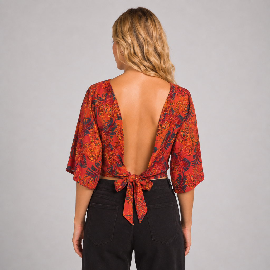 Polera Back Tie Party Top Botan Parade Hurley