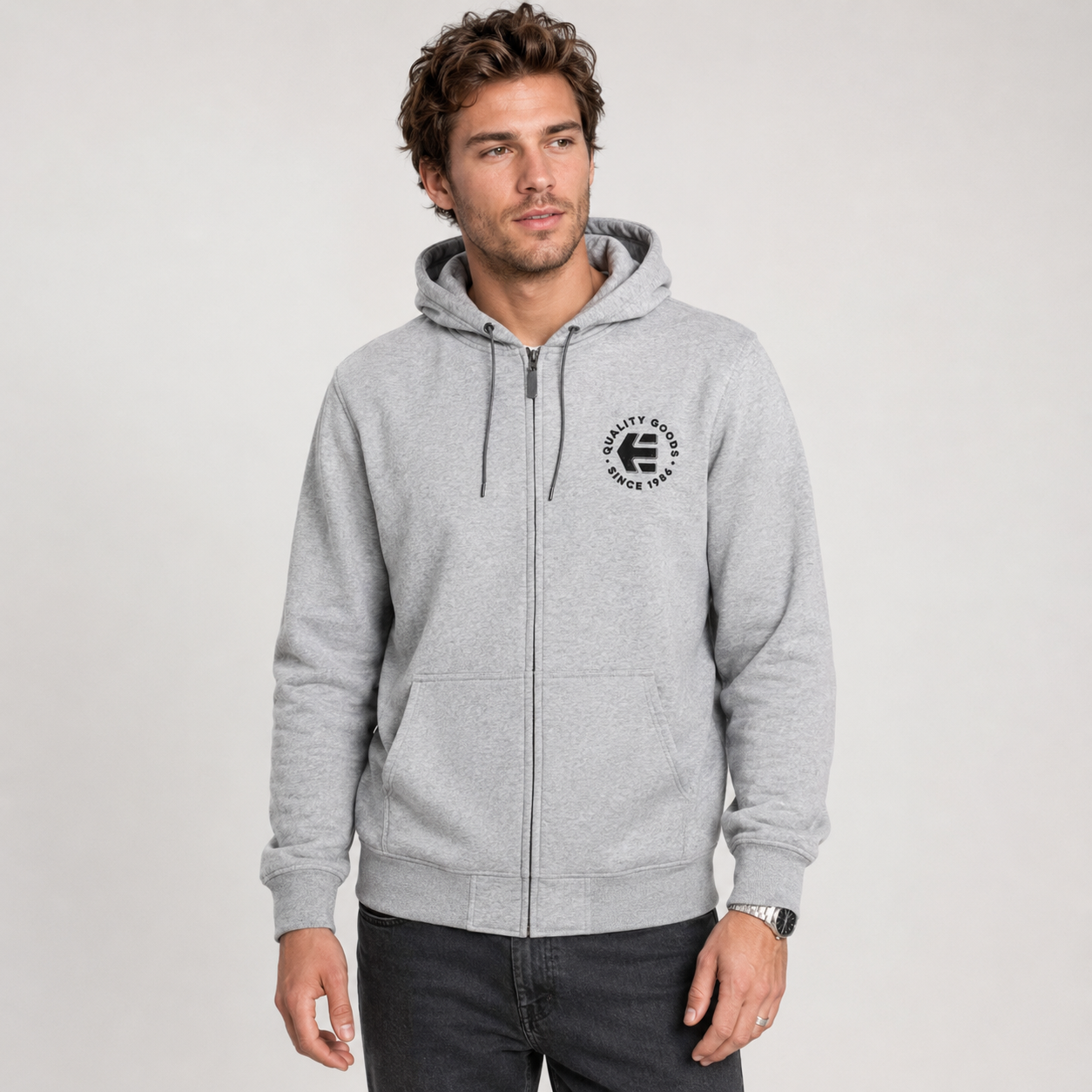 Poleron Men Zipper Since 1986 Hoodie Grey Heather