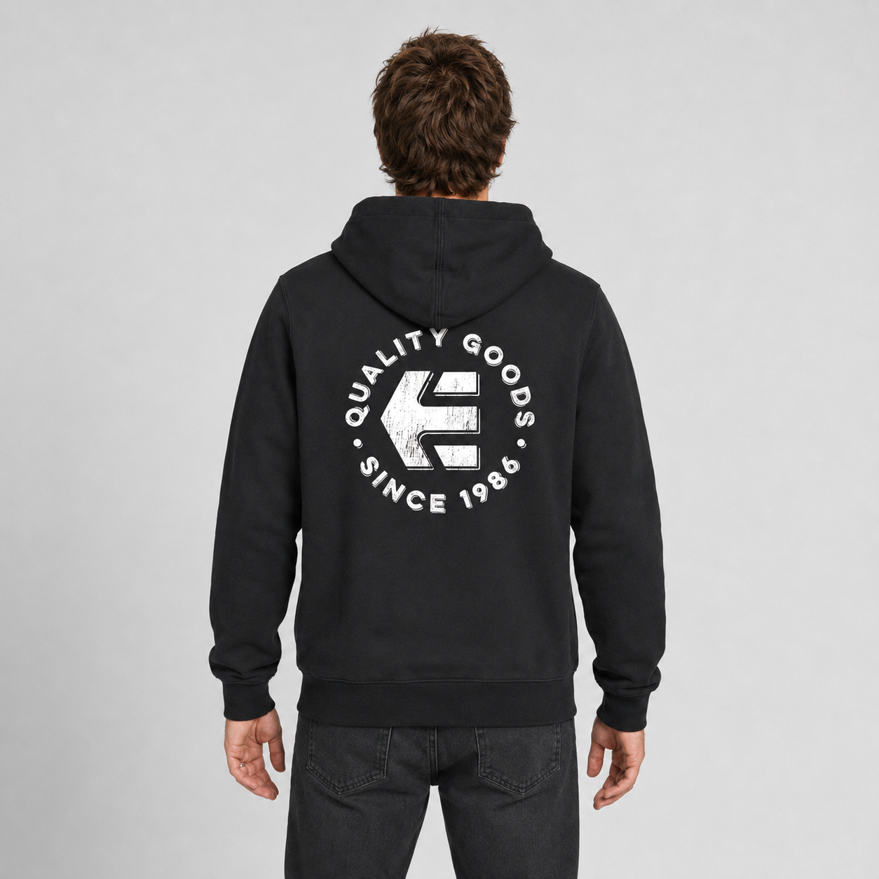 Poleron Men Zipper Since 1986 Hoodie Black White