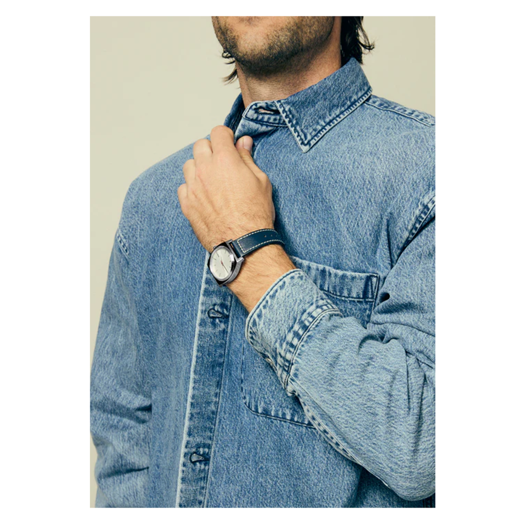 Reloj Time Teller Leather Silver Cloud Indigo