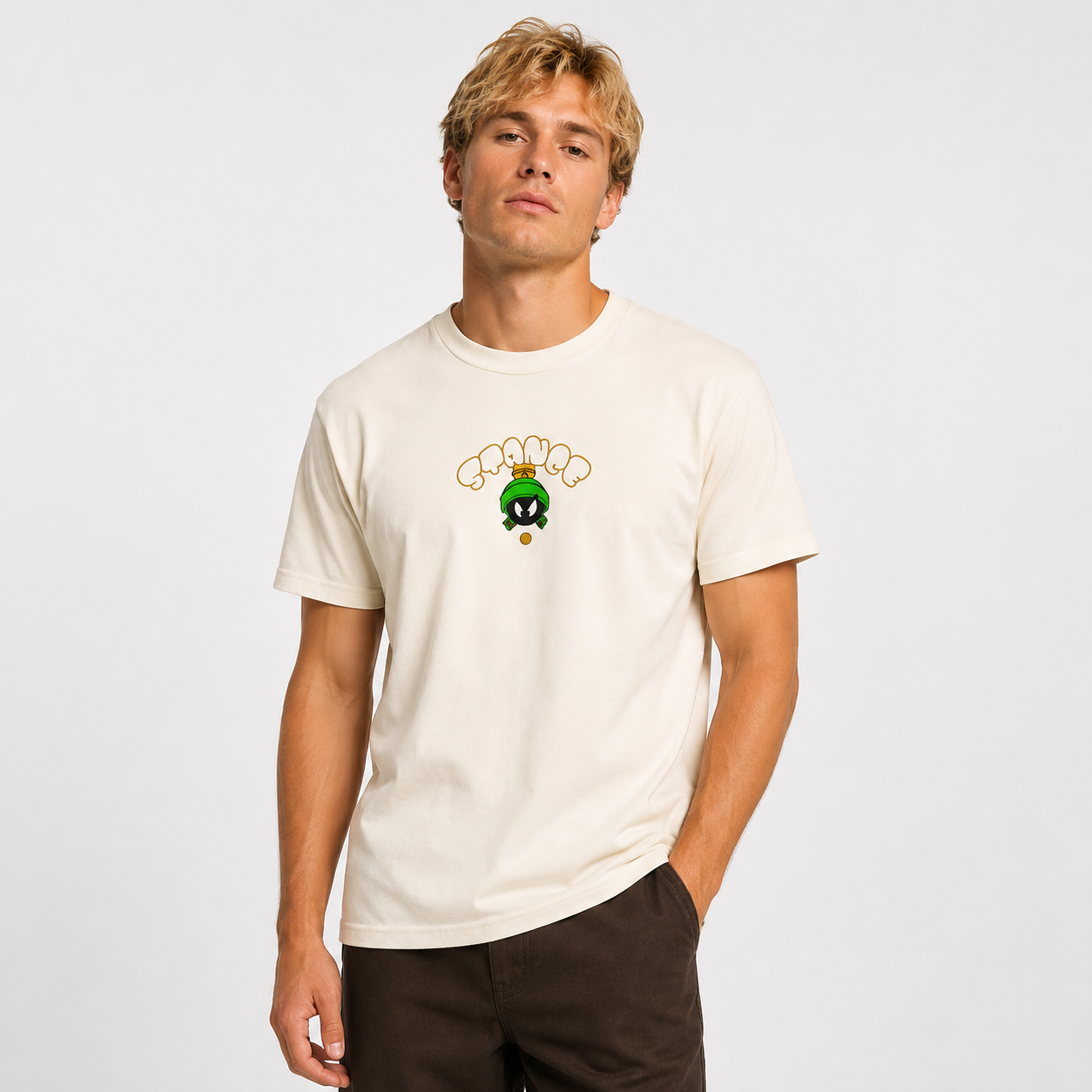 Polera Stance Looney Toons Melvin Vintage White