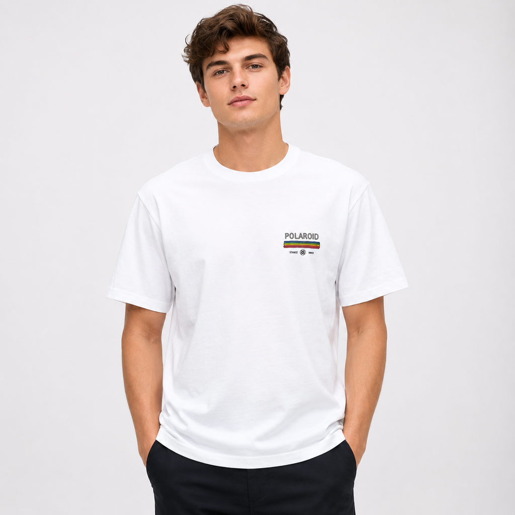 Polera Stance Polaroid Cartridge White