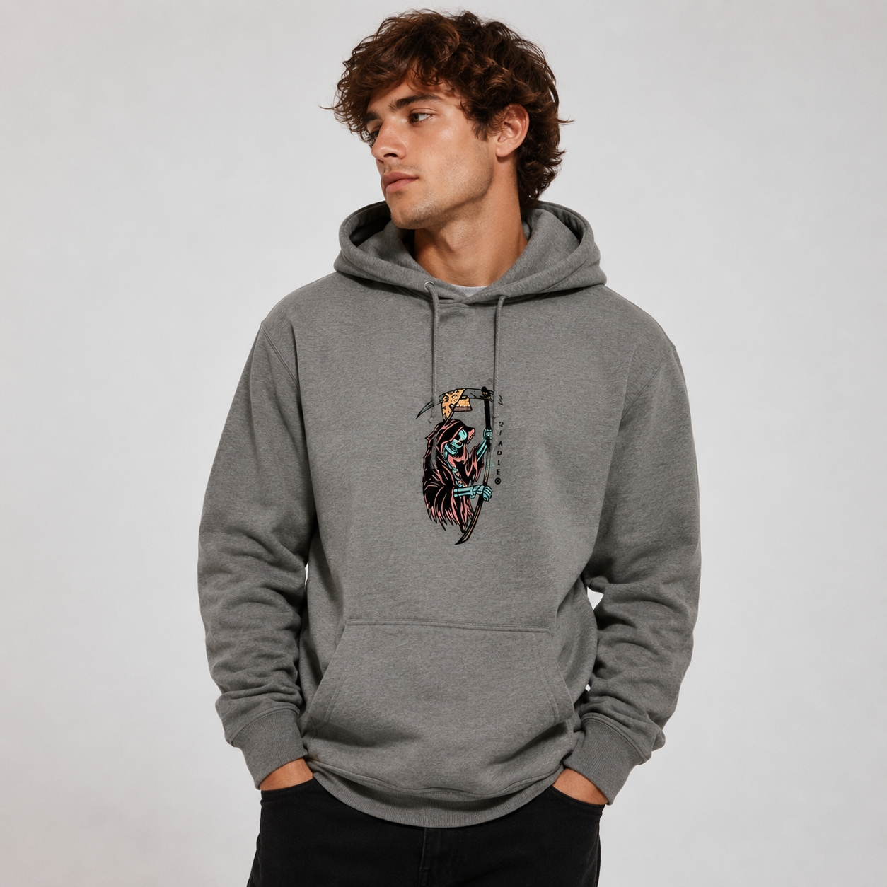 Poleron Hoodie Grimm Pizza Gun Heather