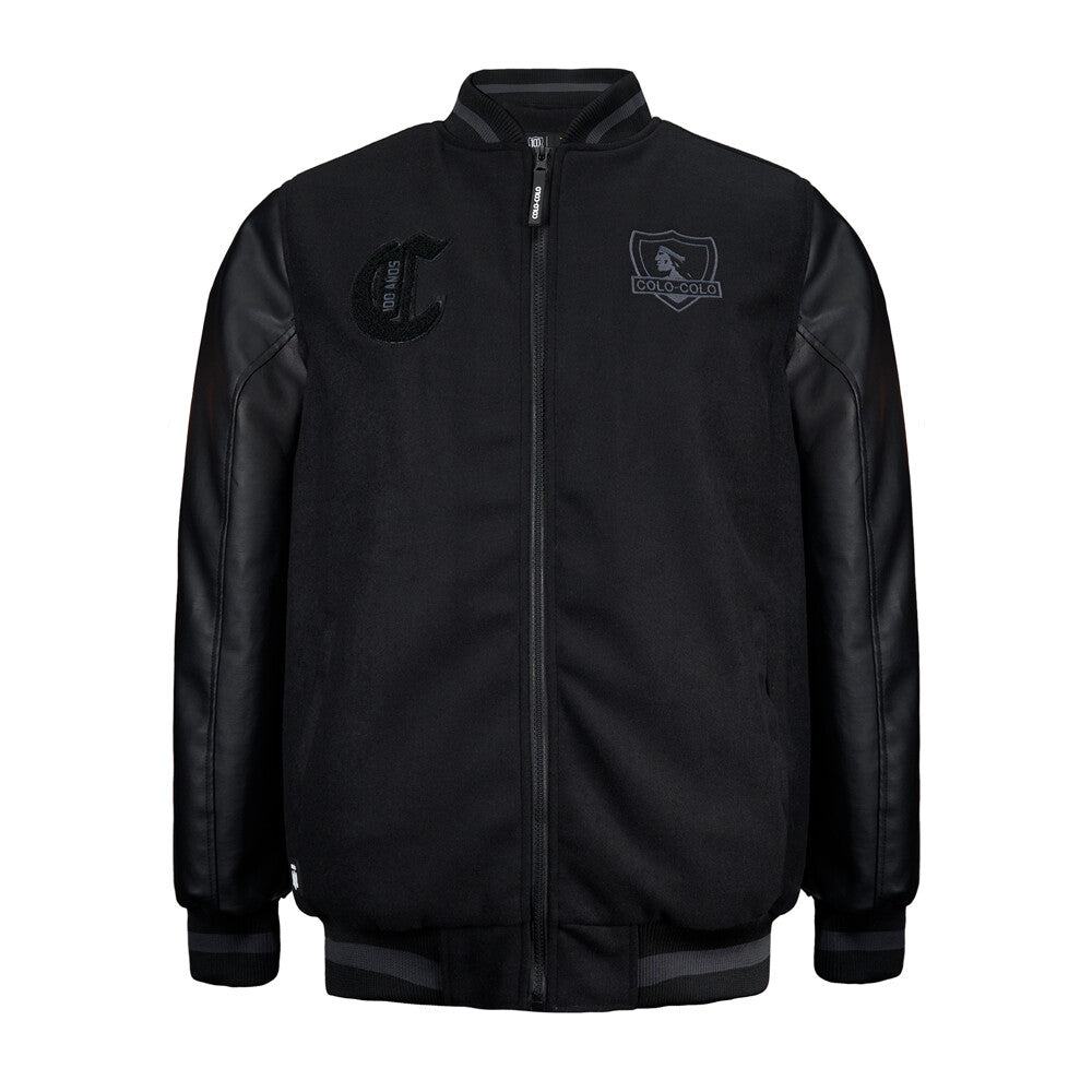 Chaqueta Colo Colo Urbano Centenario Varsity Full Zipper Black