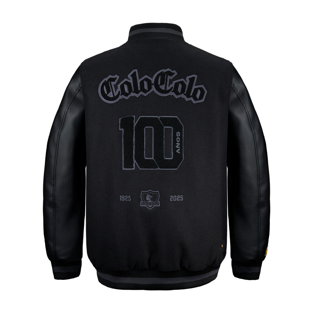 Chaqueta Colo Colo Urbano Centenario Varsity Full Zipper Black