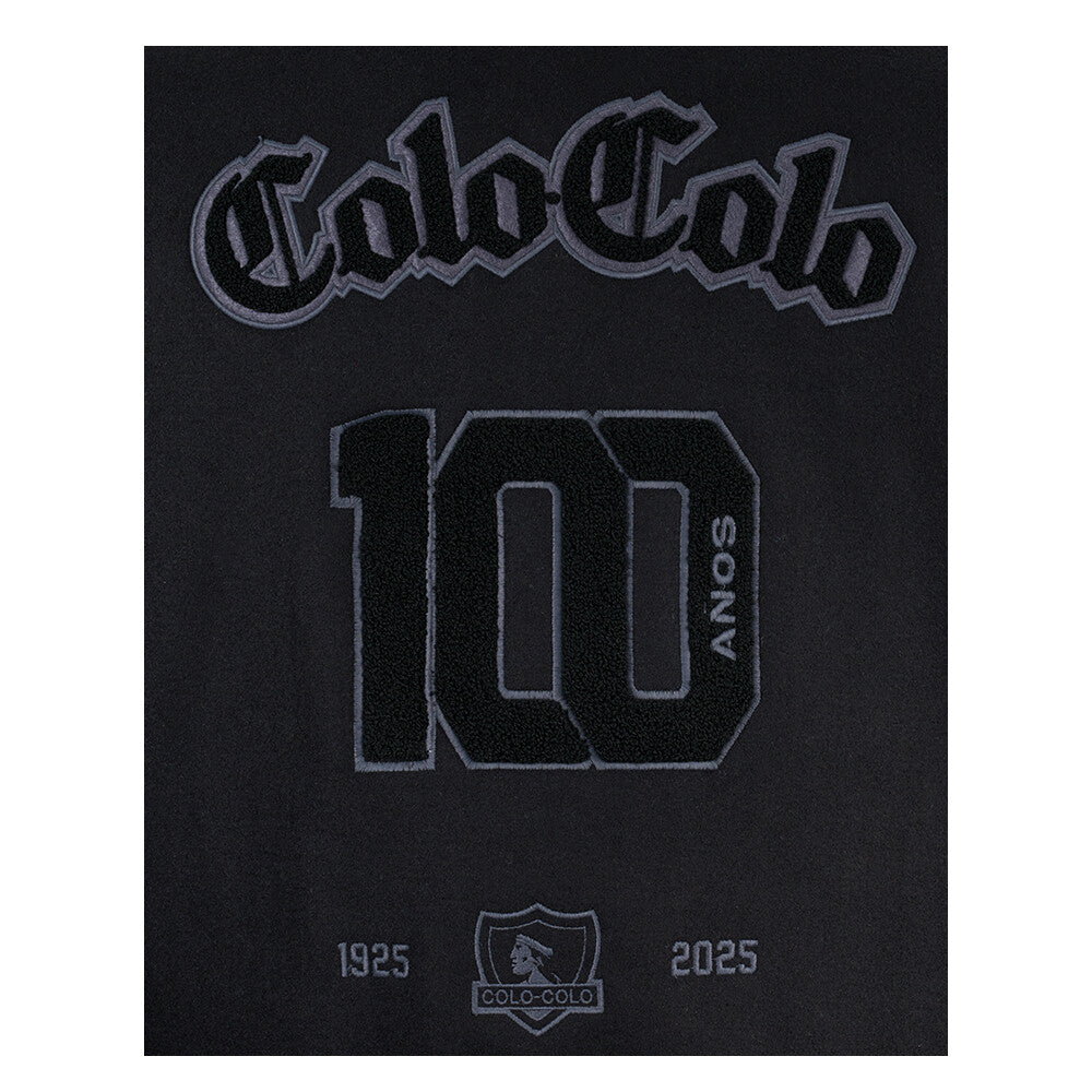 Chaqueta Colo Colo Urbano Centenario Varsity Full Zipper Black