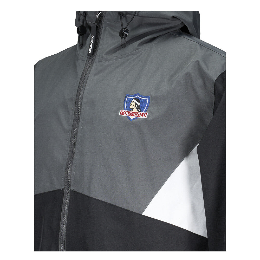 Cortaviento Colo Colo Urbano tri Color Negro Blanco Gris