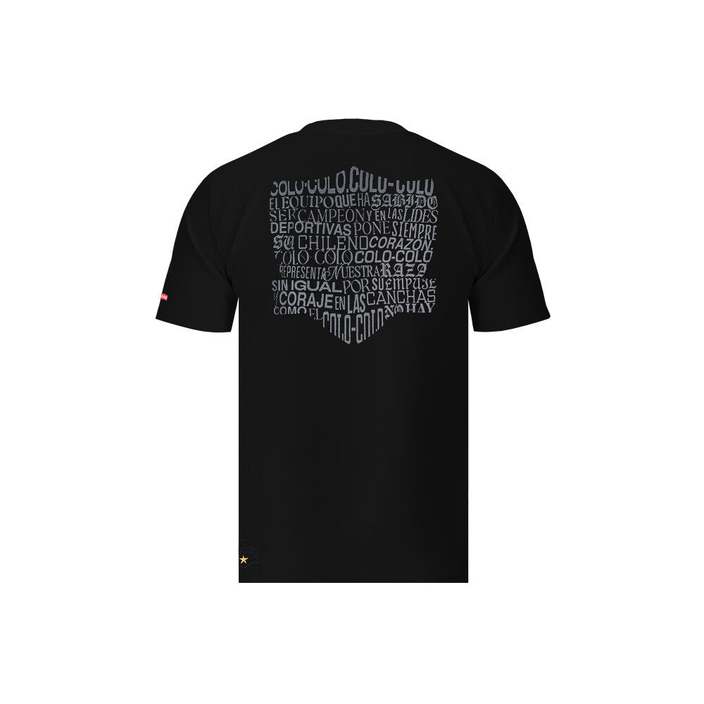 Polera Colo Colo Urbano Hombre Negro Himno Escudo Gris