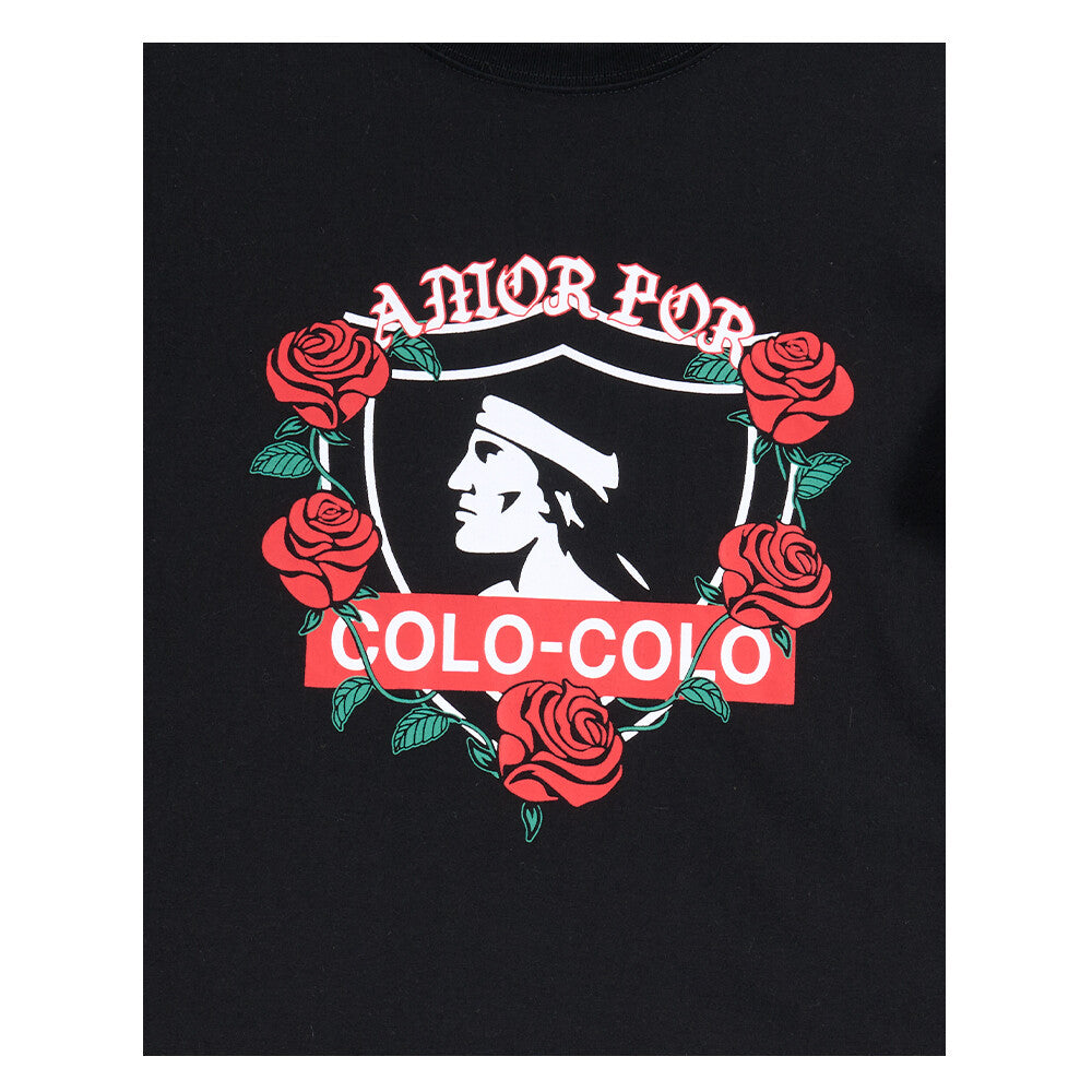 Polera Colo Colo Urbano Hombre Negro Rosas Amor Eterno