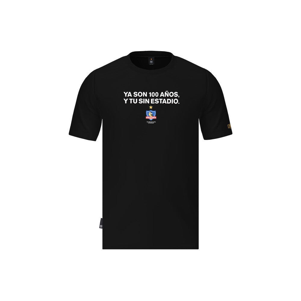Polera Colo Colo Urbano Centenario Hombre Negro "Ya son 100 años y tu?"