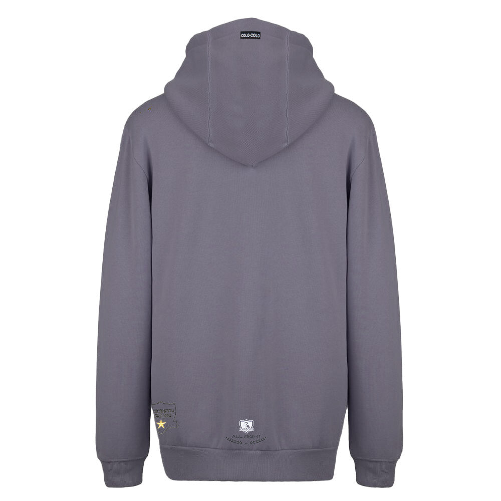 Polerón Colo Colo Urbano Full Zipper Gris Negro