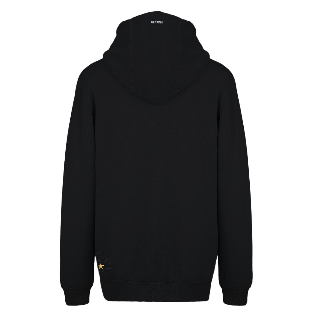 Polerón Colo Colo Urbano Hoodie Negro Escudo Franjas