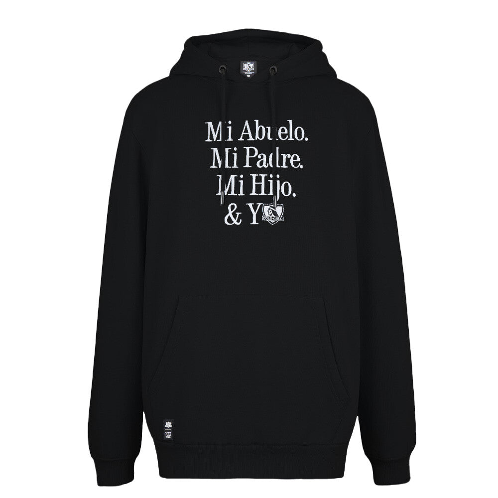 Polerón Colo Colo Urbano Hoodie "Mi Abuelo, Mi Padre y Yo" Negro