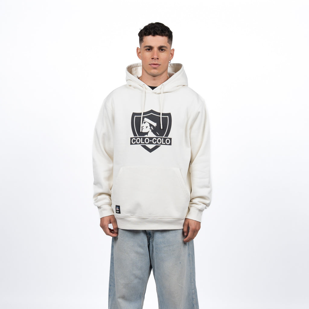 Polerón Colo-Colo Urbano Hoodie Escudo Beige