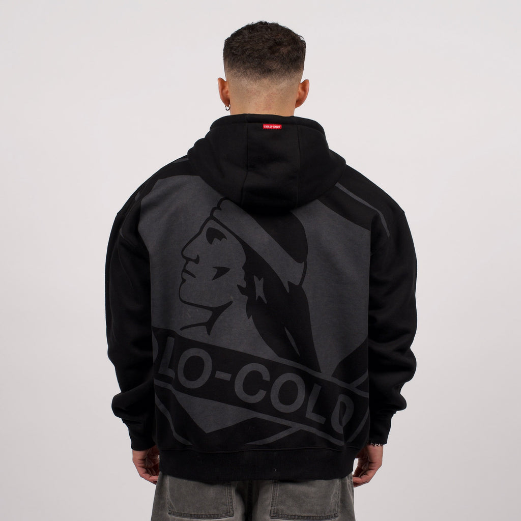 Polerón Colo-Colo Urbano Full Zipper Negro Logo Grande
