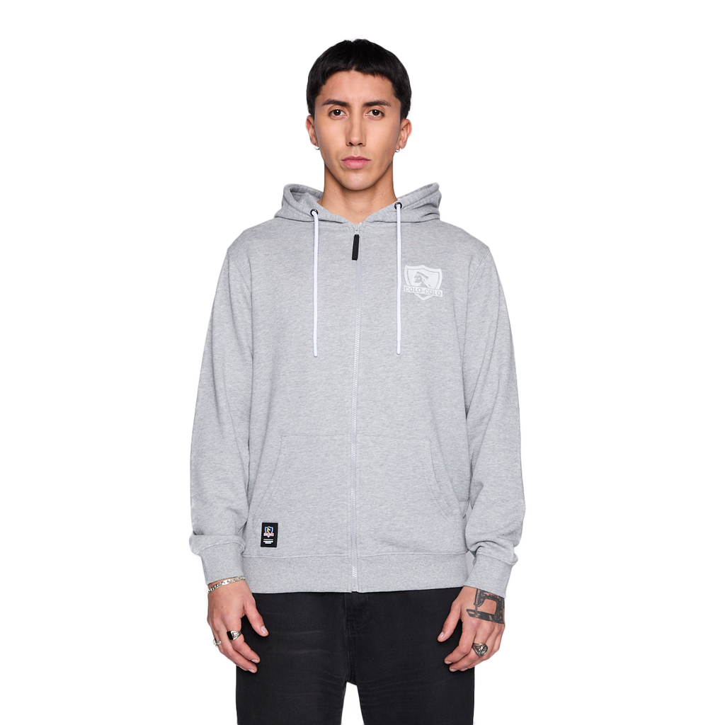 Polerón Colo Colo Urbano Hombre Full Zipper Gris