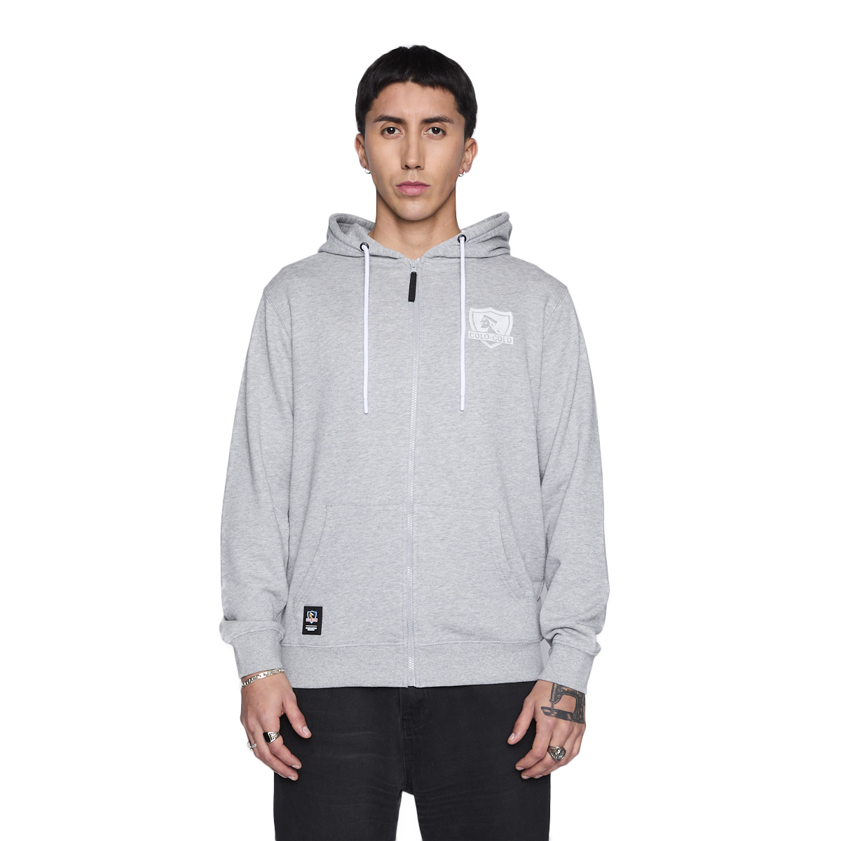 Polerón Colo Colo Urbano Hombre Full Zipper Gris