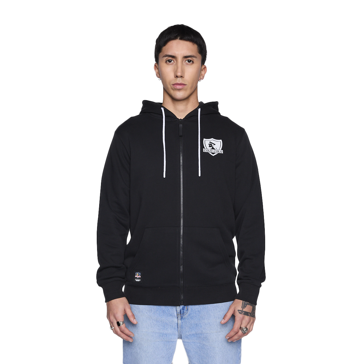 Polerón Colo Colo Urbano Hombre Full Zipper Negro