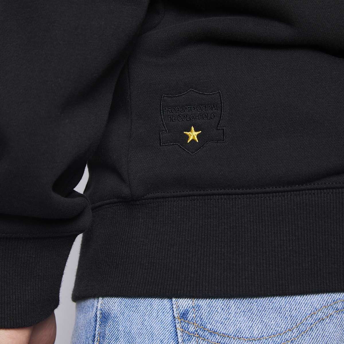 Polerón Colo Colo Urbano Hombre Full Zipper Negro