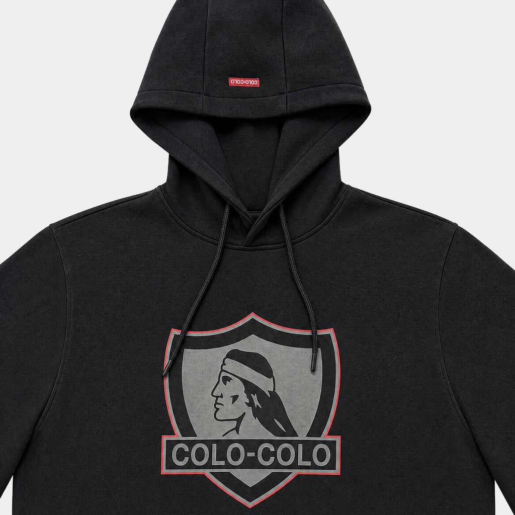Polerón Colo Colo Urbano Escudo Negro y Rojo